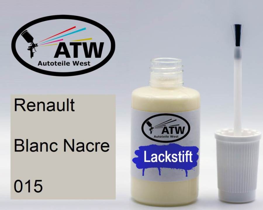 Renault, Blanc Nacre, 015: 20ml Lackstift, von ATW Autoteile West.